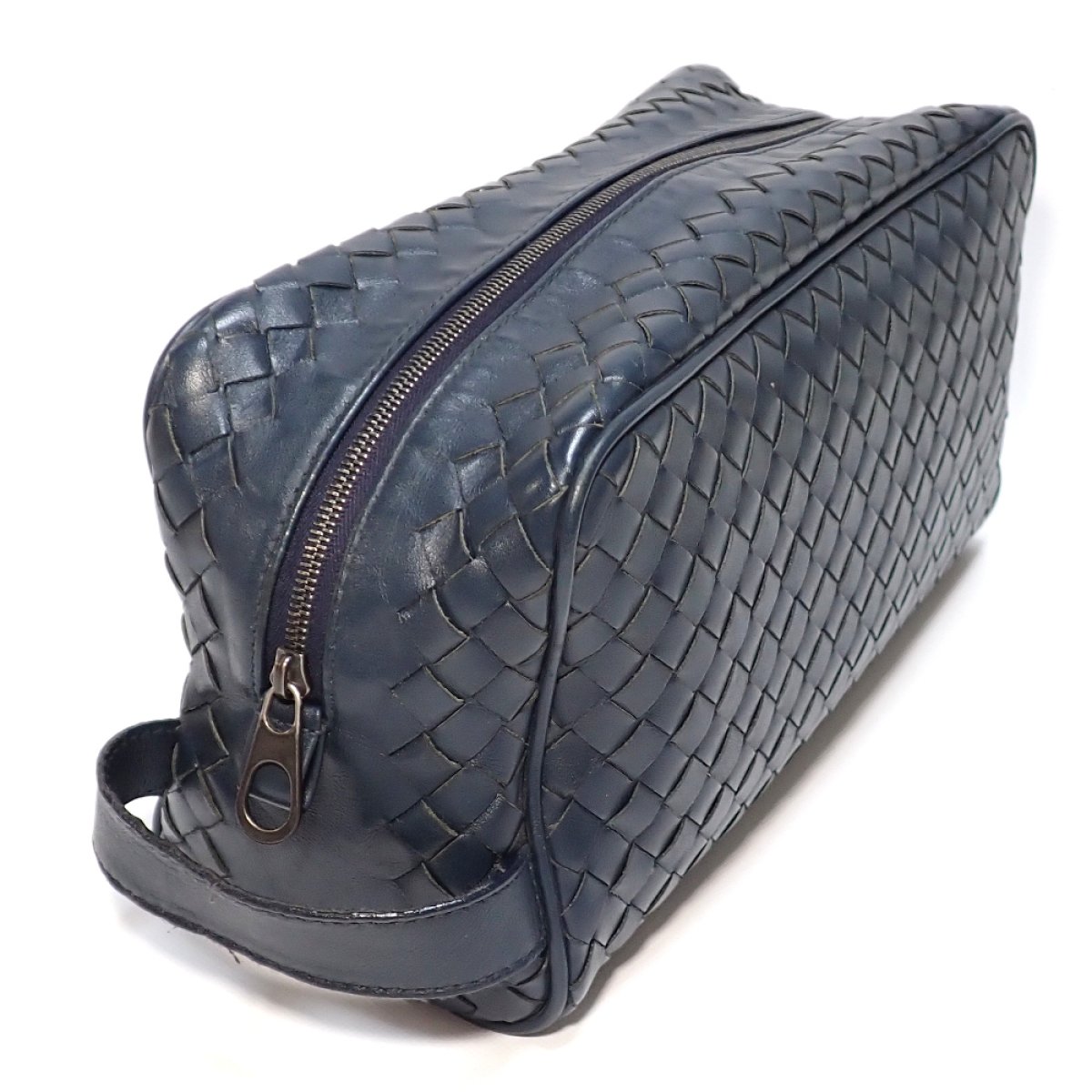 画像2: 【BOTTEGA　VENETA】ボッテガ・ヴェネタ　イントレチャート セカンドバッグ　メンズ　B07150900B　レザー　ネイビー　紺　バッグ　イタリア　ITALY　革　中古　質屋