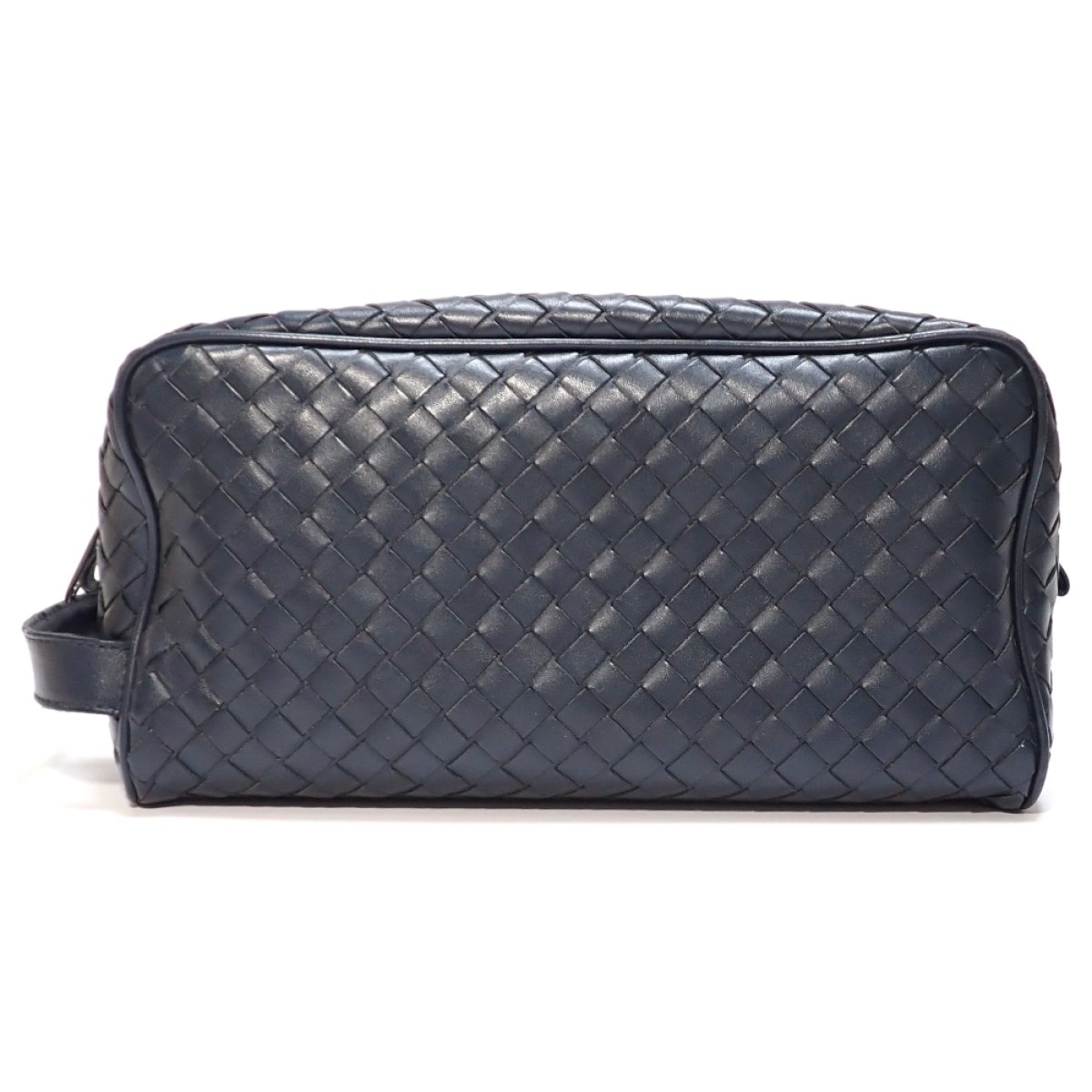 画像1: 【BOTTEGA　VENETA】ボッテガ・ヴェネタ　イントレチャート セカンドバッグ　メンズ　B07150900B　レザー　ネイビー　紺　バッグ　イタリア　ITALY　革　中古　質屋