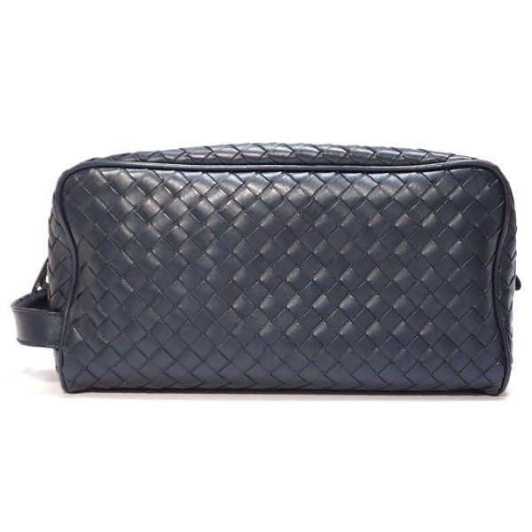 画像1: 【BOTTEGA　VENETA】ボッテガ・ヴェネタ　イントレチャート セカンドバッグ　メンズ　B07150900B　レザー　ネイビー　紺　バッグ　イタリア　ITALY　革　中古　質屋
