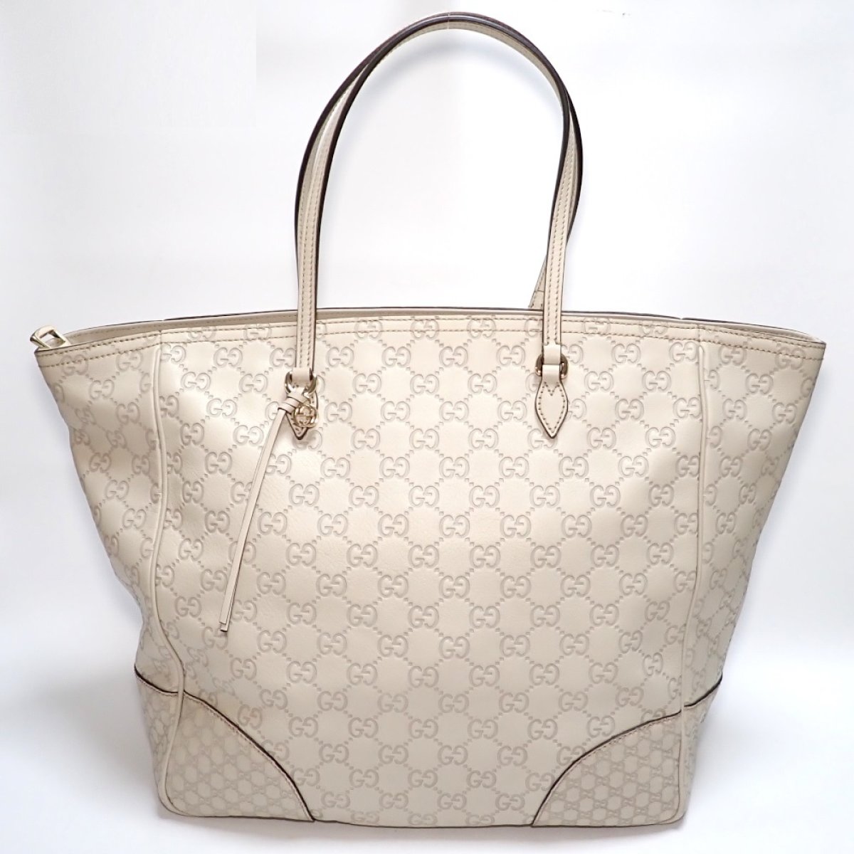画像1: 【GUCCI】 グッチ ブリー　グッチシマ　トートバッグ　レザー　323671　中古　ITALY　イタリー　バッグ　中古　オフホワイト　レディース　アイボリー　GG　マイクログッチシマ　肩掛け　美品　質屋
