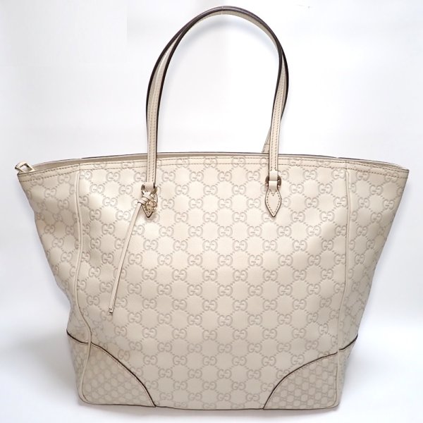 画像1: 【GUCCI】 グッチ ブリー　グッチシマ　トートバッグ　レザー　323671　中古　ITALY　イタリー　バッグ　中古　オフホワイト　レディース　アイボリー　GG　マイクログッチシマ　肩掛け　美品　質屋
