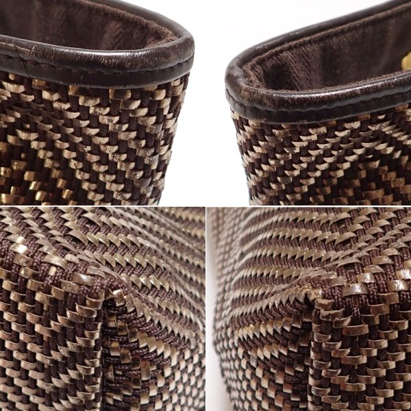 画像4: 【HERMES】 エルメス カバ チェンナイPM　トートバッグ　ハンドバッグ　バッグ　レザー　ポリエステル　編み込み　ダークブラウン　ゴールド金具　□M刻印　中古　レディース　2009年　美品　質屋