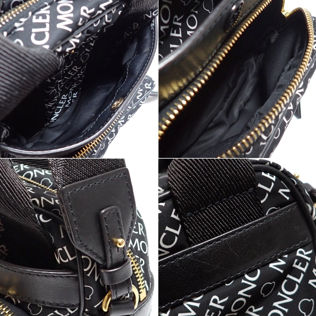 画像4: 【MONCLER】 モンクレール　 クロスボディバッグ　Kilia　キリア　 MCL5L00003M2111　ブラック　中古　総ロゴ　バッグ　メンズ　レディース　黒　ナイロン　レザー　カジュアル　ショルダー　斜め掛け　美品　質屋　