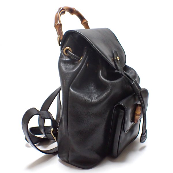画像2: 【GUCCI】 グッチ 　バンブー　リュック　ブラック　レザー　バッグ　中古　黒　 リュックサック　003・2034・0030　イタリー　ITALY　レディース　デイパック　質屋
