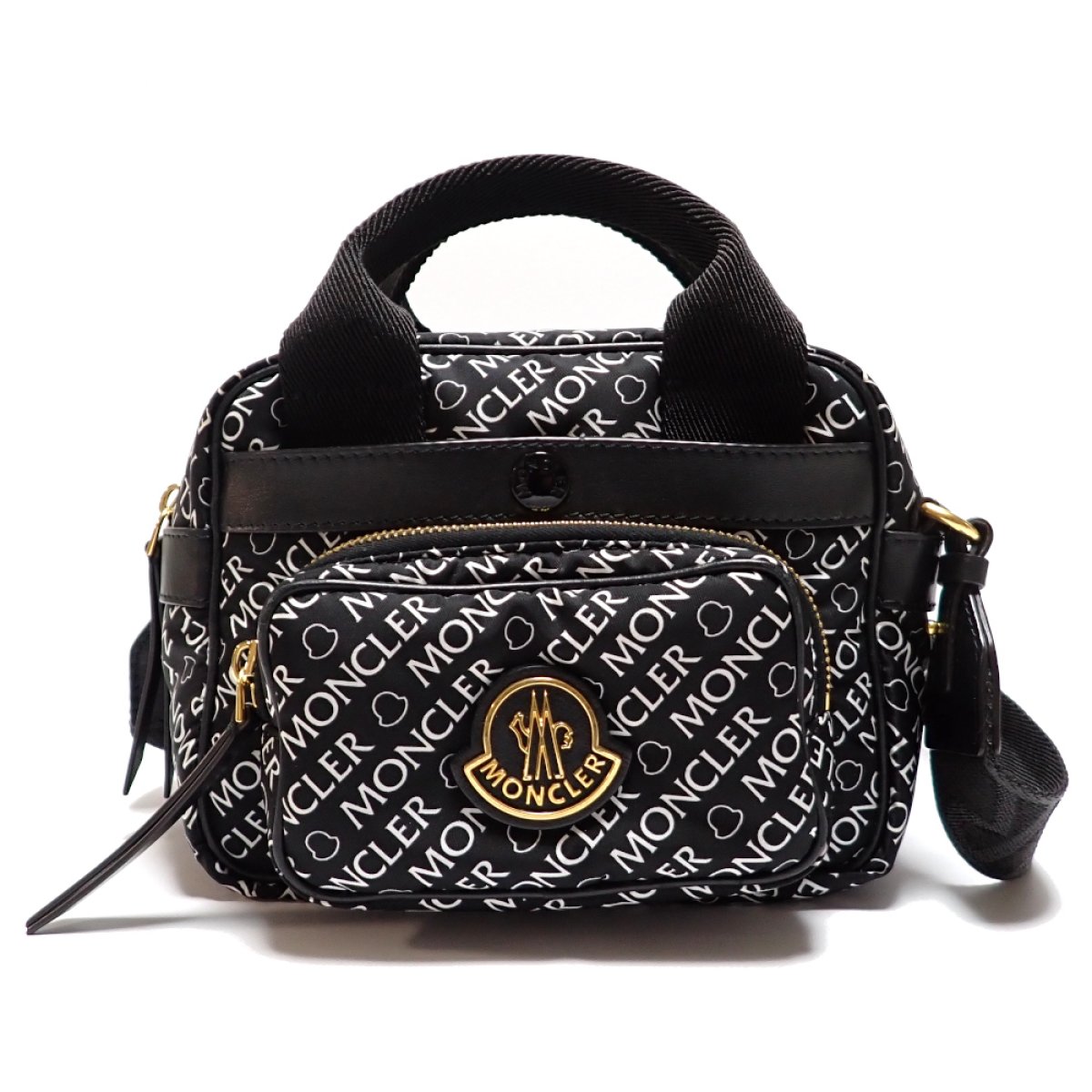 画像1: 【MONCLER】 モンクレール　 クロスボディバッグ　Kilia　キリア　 MCL5L00003M2111　ブラック　中古　総ロゴ　バッグ　メンズ　レディース　黒　ナイロン　レザー　カジュアル　ショルダー　斜め掛け　美品　質屋　