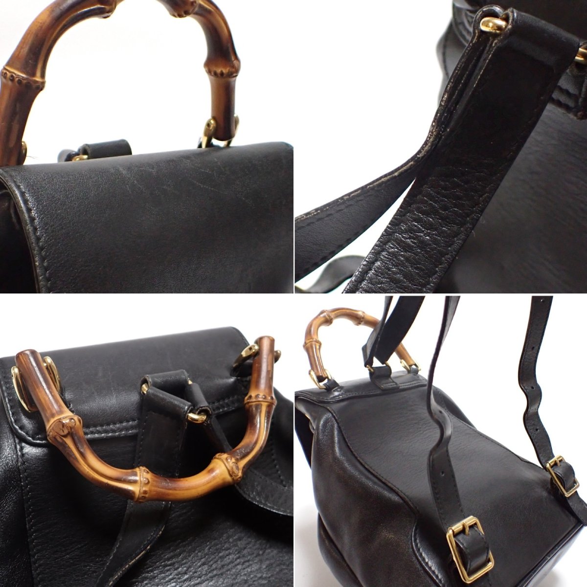 画像4: 【GUCCI】 グッチ 　バンブー　リュック　ブラック　レザー　バッグ　中古　黒　 リュックサック　003・2034・0030　イタリー　ITALY　レディース　デイパック　質屋