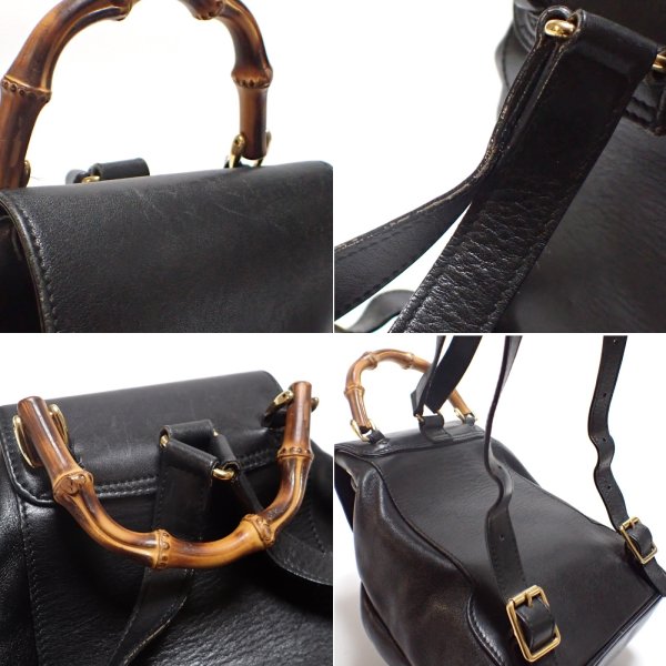 画像4: 【GUCCI】 グッチ 　バンブー　リュック　ブラック　レザー　バッグ　中古　黒　 リュックサック　003・2034・0030　イタリー　ITALY　レディース　デイパック　質屋