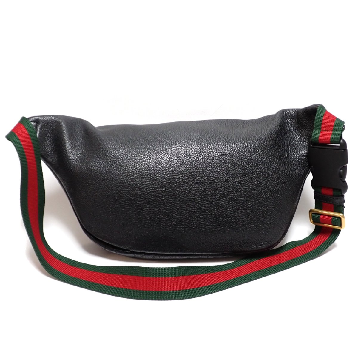 画像2: 【GUCCI】 グッチ　ウエストバッグ　ウエストポーチ　レザー　ブラック　ロゴプリント　中古　493869　ボディバッグ　バッグ　メンズ　黒　革　トラベル　ITALY　イタリー　レディース　カジュアル　質屋
