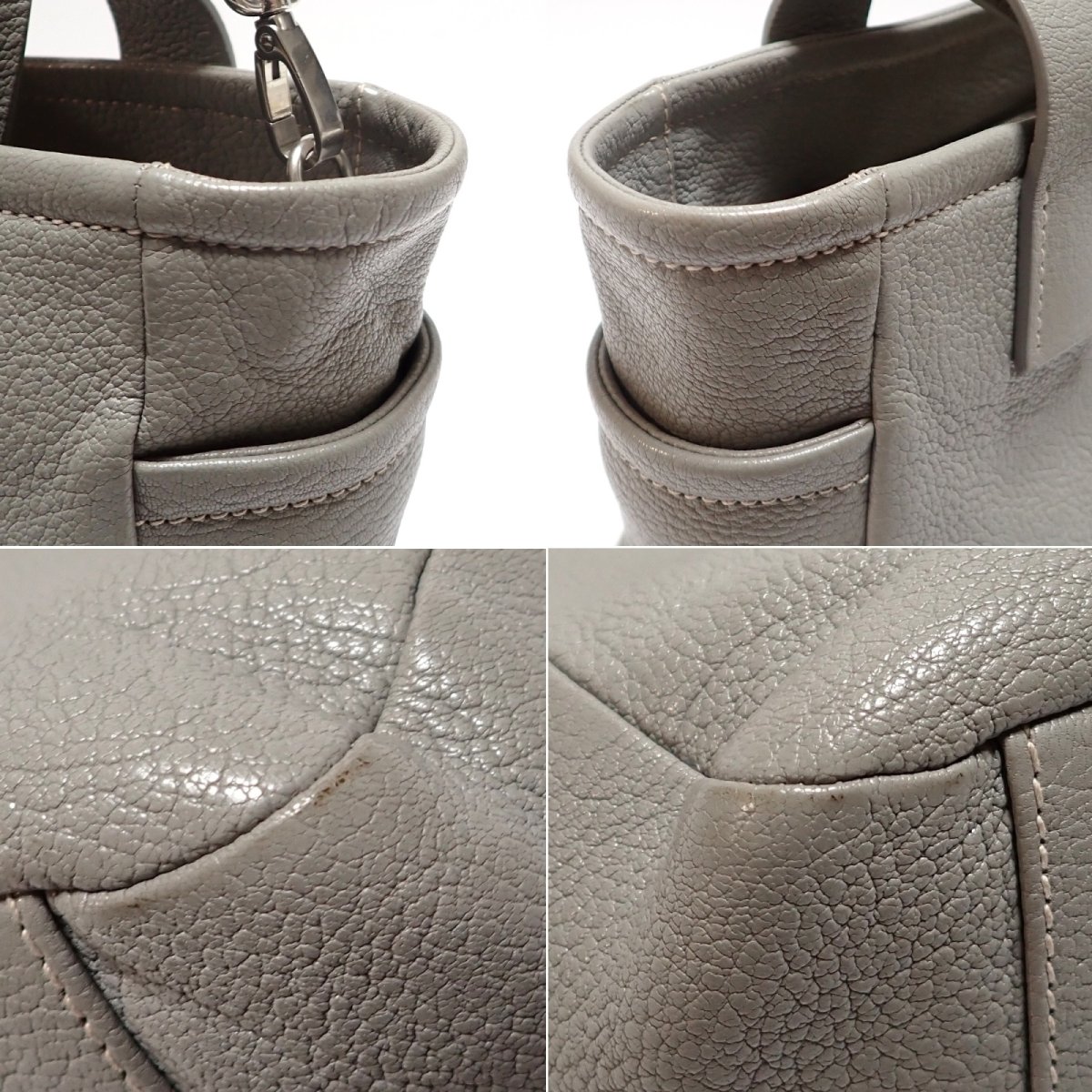 画像4: 【MIU MIU】 ミュウミュウ　マドラスソフト　レザー　２WAY　ハンドバッグ　トートバッグ　中古　グレー　 5BA212　レディース　ショルダー　山羊革　PRADA　OUTLET　KOBE　SANDA　ギャランティカード　アウトレット　質屋