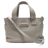 【MIU MIU】 ミュウミュウ　マドラスソフト　レザー　２WAY　ハンドバッグ　トートバッグ　中古　グレー　 5BA212　レディース　ショルダー　山羊革　PRADA　OUTLET　KOBE　SANDA　ギャランティカード　アウトレット　質屋