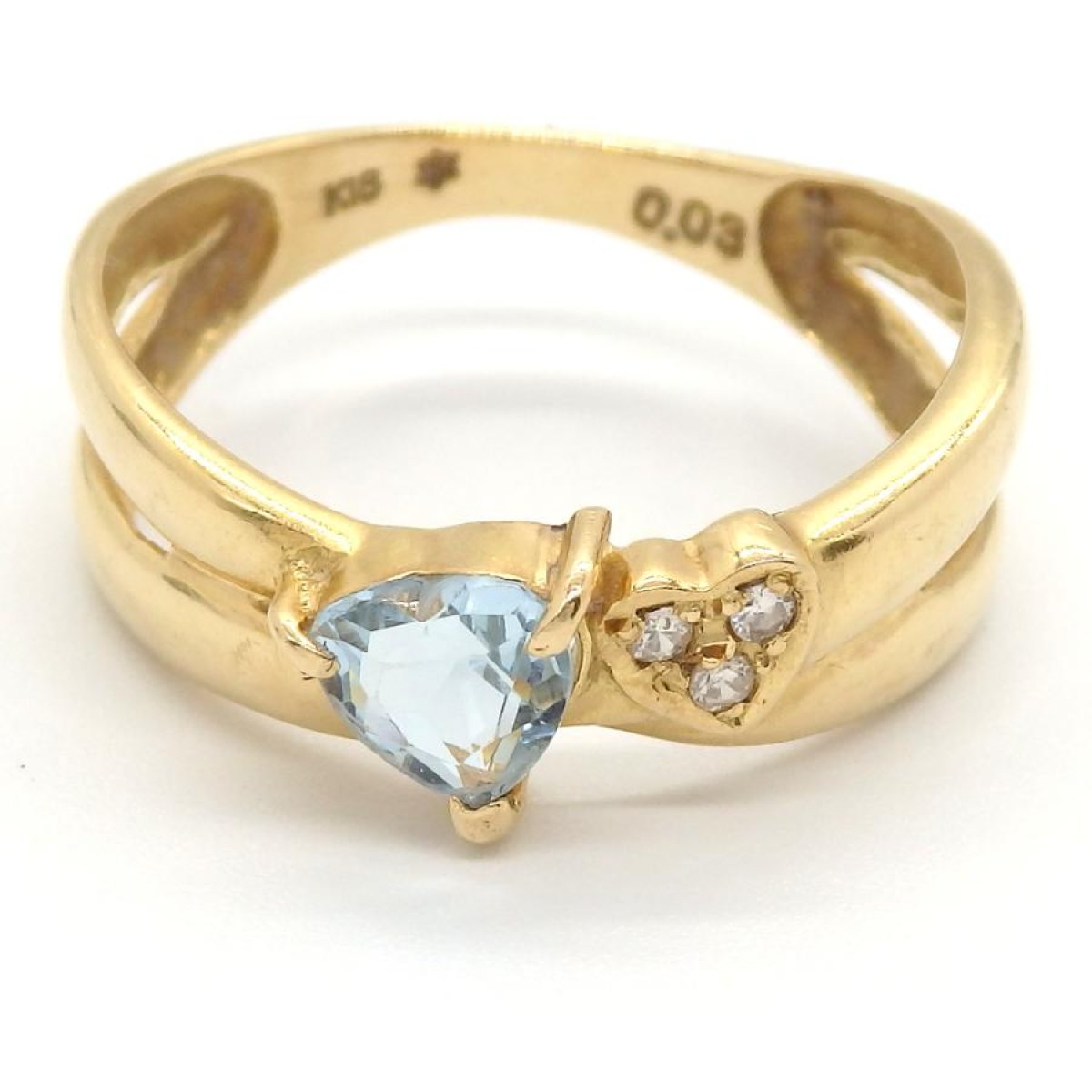 画像3: K18 ゴールド　K18YG イエローゴールド　ブルートパーズ　 ダイヤモンド 0.03ct　 指輪 　中古　新品仕上げ済　レディース　ハート　ジュエリー　ダイヤ　リング　11月誕生石　質屋