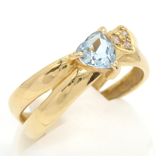 画像2: K18 ゴールド　K18YG イエローゴールド　ブルートパーズ　 ダイヤモンド 0.03ct　 指輪 　中古　新品仕上げ済　レディース　ハート　ジュエリー　ダイヤ　リング　11月誕生石　質屋