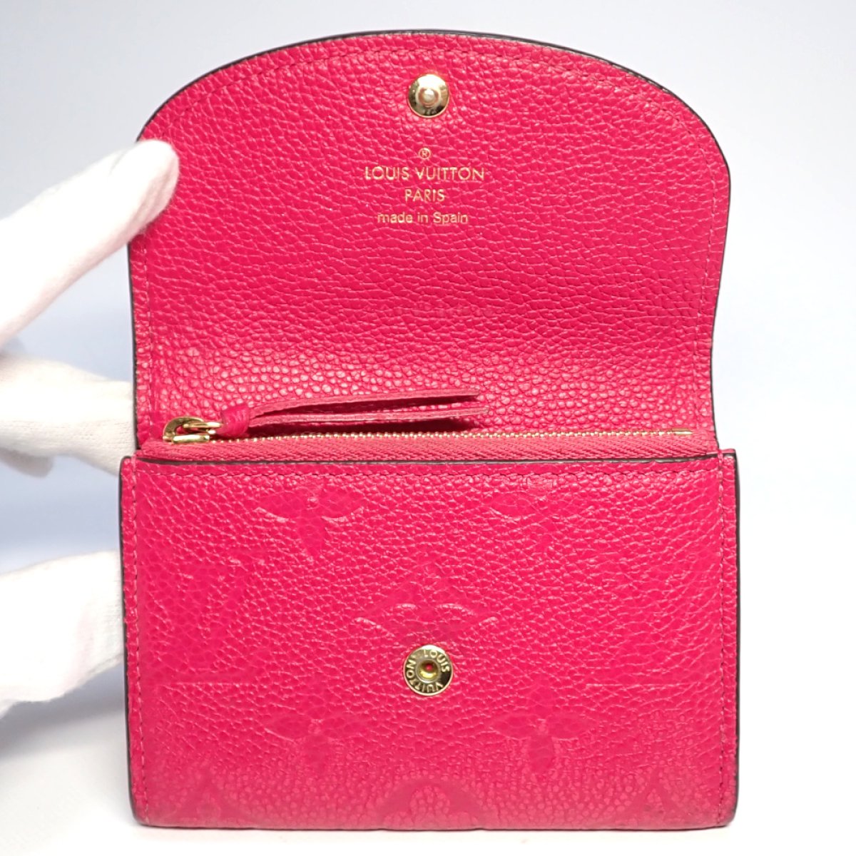 画像4: 【LOUIS VUITTON】ルイ・ヴィトン　ポルトモネ・ロザリ　コンパクトウォレット　2つ折り財布　M81521　財布　モノグラムアンプラント　中古　レディース　ローズポンディシェリ ピンク　質屋