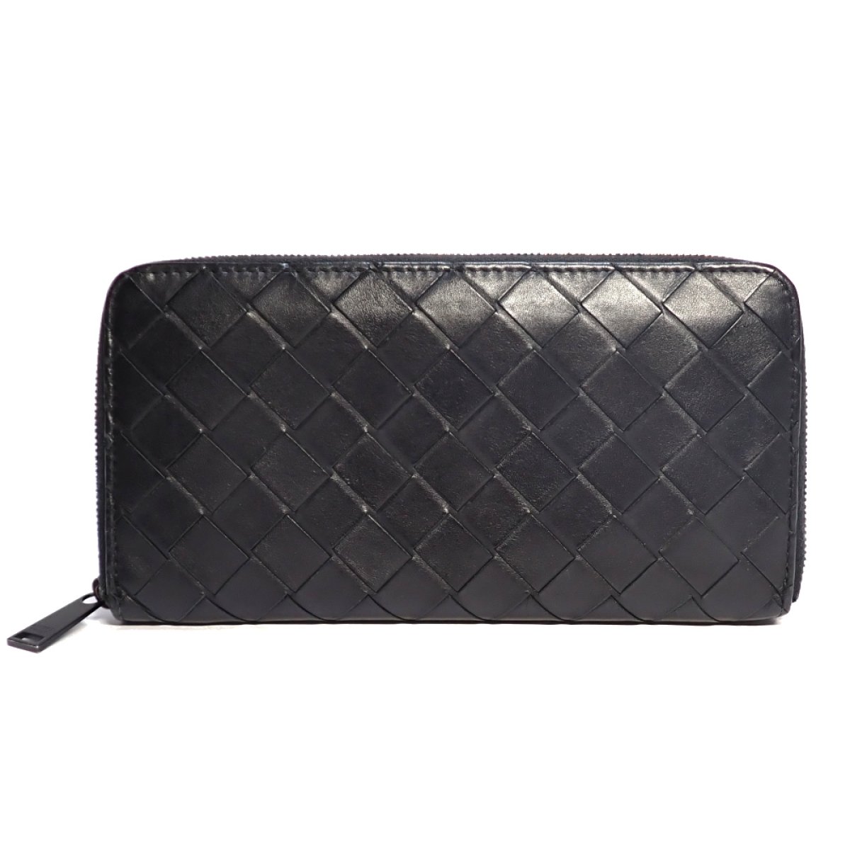 画像1: 【BOTTEGAVENETA】ボッテガヴェネタ　イントレチャート　ラウンドファスナー　ブラック　レザー　長財布　S02048194A　メンズ　中古　黒　イタリー　ウォレット　財布　ITALY　質屋