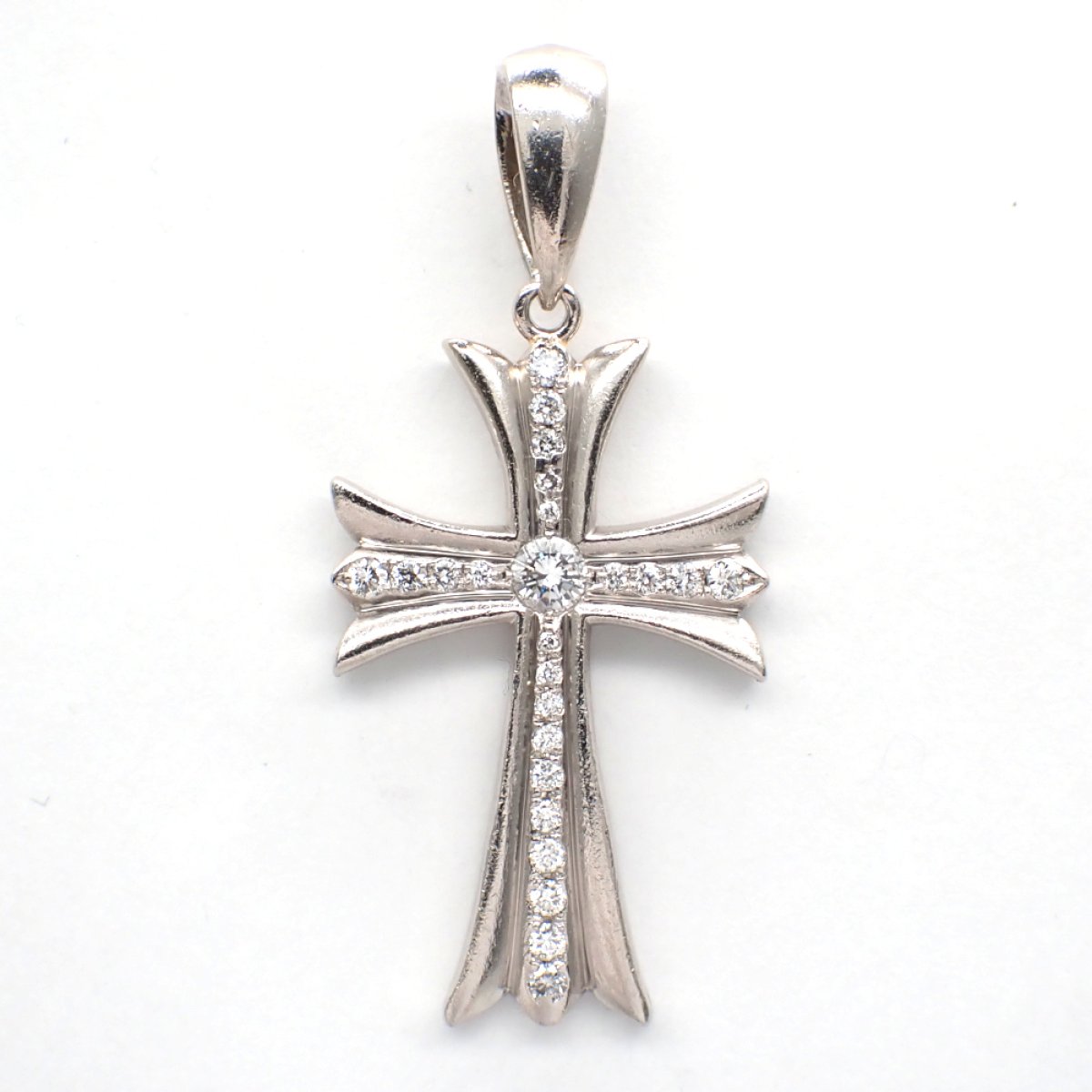 画像1: Pt900 プラチナ　ダイヤモンド　クロス　ペンダント　0.219ct 0.415ct　中古　美品　メンズ　レディース　ジュエリー　ダイヤ　ペンダントのみ　クロス型　質屋