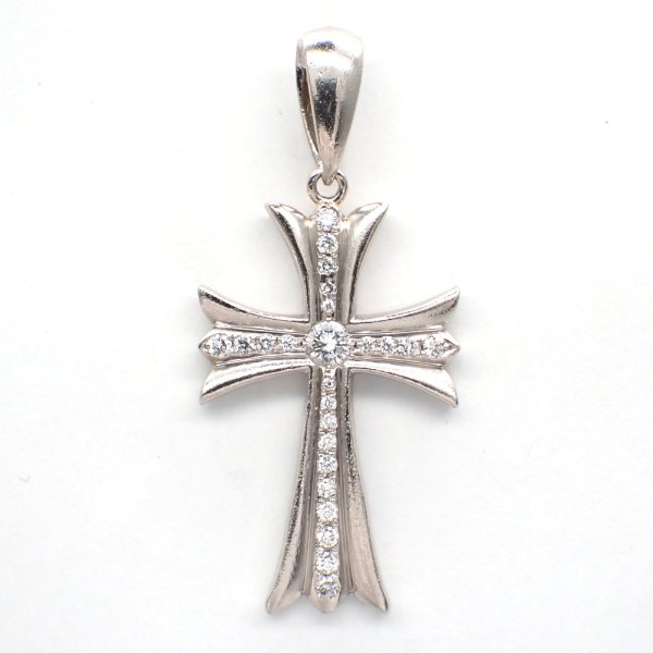 画像1: Pt900 プラチナ　ダイヤモンド　クロス　ペンダント　0.219ct 0.415ct　中古　美品　メンズ　レディース　ジュエリー　ダイヤ　ペンダントのみ　クロス型　質屋