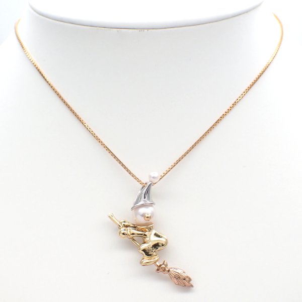 画像5: K18 Pt900　ゴールド　プラチナ　パール　ペンダント　魔女　ほうき　中古　レディース　ジュエリー　イエローゴールド　ペンダントトップ　トップ　可愛い　質屋