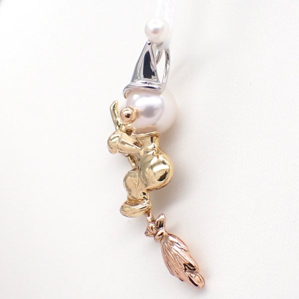 画像2: K18 Pt900　ゴールド　プラチナ　パール　ペンダント　魔女　ほうき　中古　レディース　ジュエリー　イエローゴールド　ペンダントトップ　トップ　可愛い　質屋