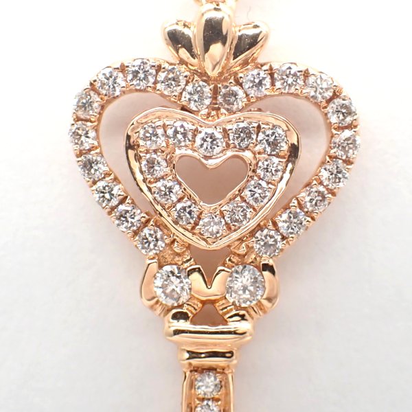 画像2: K18 ゴールド　750　ダイヤモンド 0.36ct　ペンダント　カギ　ハート　中古　美品　レディース　ジュエリー　トップ　ダイヤ　ペンダントトップ　鍵　可愛い　質屋