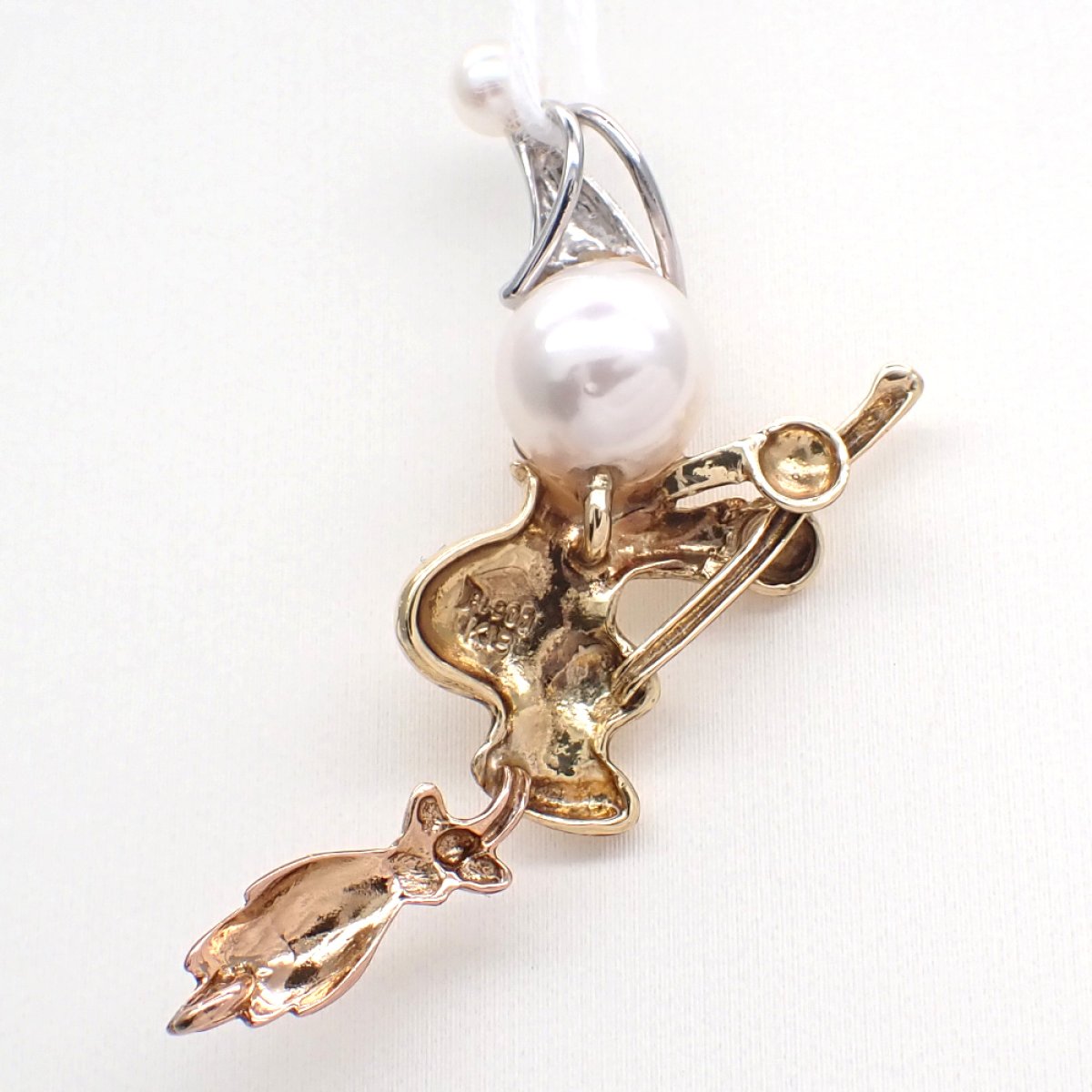 画像3: K18 Pt900　ゴールド　プラチナ　パール　ペンダント　魔女　ほうき　中古　レディース　ジュエリー　イエローゴールド　ペンダントトップ　トップ　可愛い　質屋