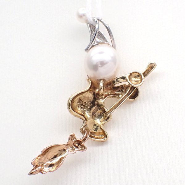 画像3: K18 Pt900　ゴールド　プラチナ　パール　ペンダント　魔女　ほうき　中古　レディース　ジュエリー　イエローゴールド　ペンダントトップ　トップ　可愛い　質屋