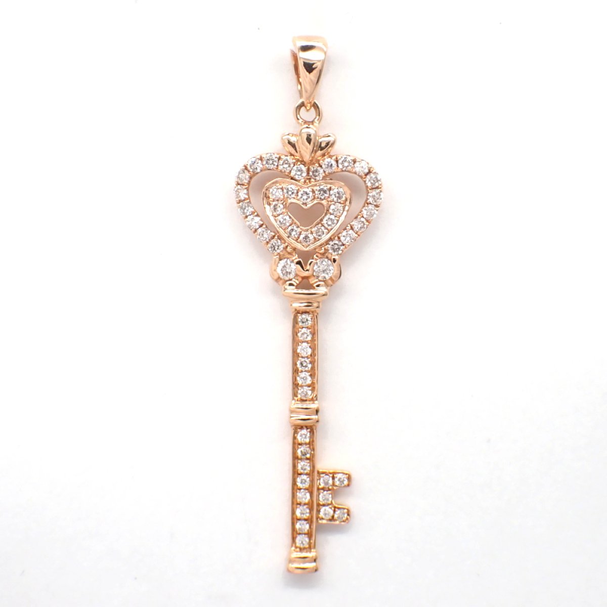 画像1: K18 ゴールド　750　ダイヤモンド 0.36ct　ペンダント　カギ　ハート　中古　美品　レディース　ジュエリー　トップ　ダイヤ　ペンダントトップ　鍵　可愛い　質屋