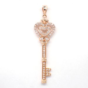 K18 ゴールド　750　ダイヤモンド 0.36ct　ペンダント　カギ　ハート　中古　美品　レディース　ジュエリー　トップ　ダイヤ　ペンダントトップ　鍵　可愛い　質屋