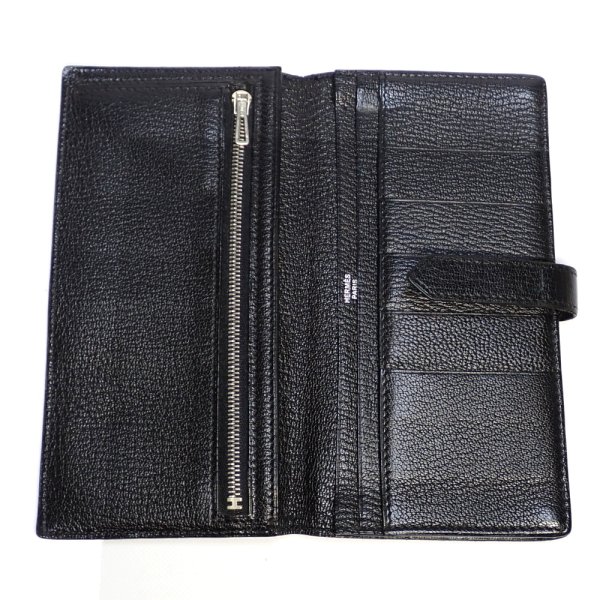 画像2: 【HERMES】エルメス　ベアン　長財布　二つ折　□B刻印　2011年製造　ブラック　レザー　ウォレット　黒　シルバーカラー金具　中古　財布　小瀬入れ付　メンズ　質屋