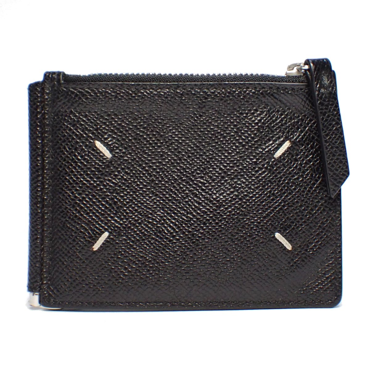 画像1: 【Maison Margiela】メゾンマルジェラ　マネークリップ　メンズ　ブラック　レザー　二つ折財布　ウォレット　コインケース　黒　中古　メンズ　財布　小銭入れ　シルバー金具　質屋