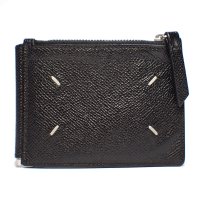 【Maison Margiela】メゾンマルジェラ　マネークリップ　メンズ　ブラック　レザー　二つ折財布　ウォレット　コインケース　黒　中古　メンズ　財布　小銭入れ　シルバー金具　質屋