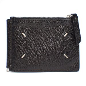 【Maison Margiela】メゾンマルジェラ　マネークリップ　メンズ　ブラック　レザー　二つ折財布　ウォレット　コインケース　黒　中古　メンズ　財布　小銭入れ　シルバー金具　質屋