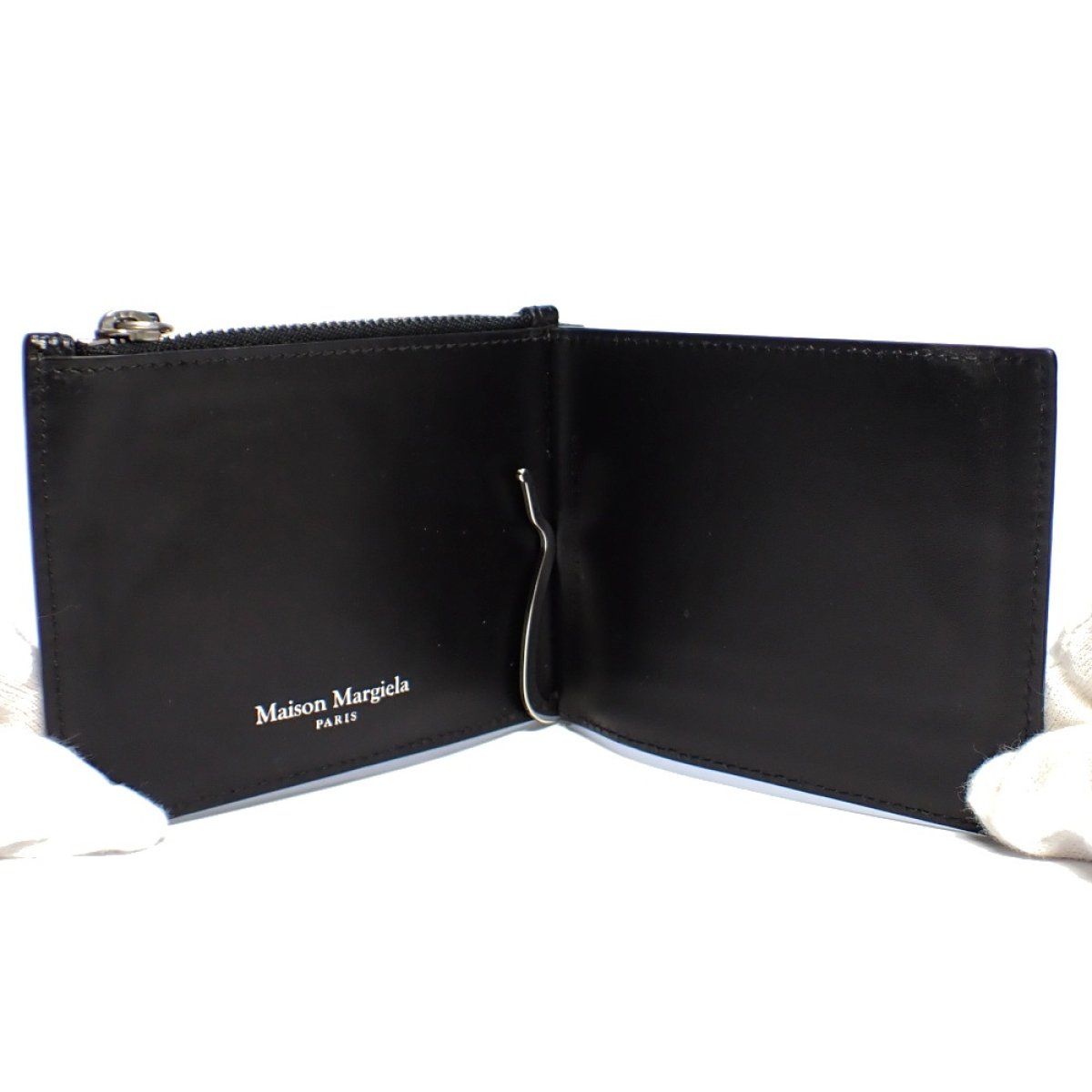 画像3: 【Maison Margiela】メゾンマルジェラ　マネークリップ　メンズ　ブラック　レザー　二つ折財布　ウォレット　コインケース　黒　中古　メンズ　財布　小銭入れ　シルバー金具　質屋