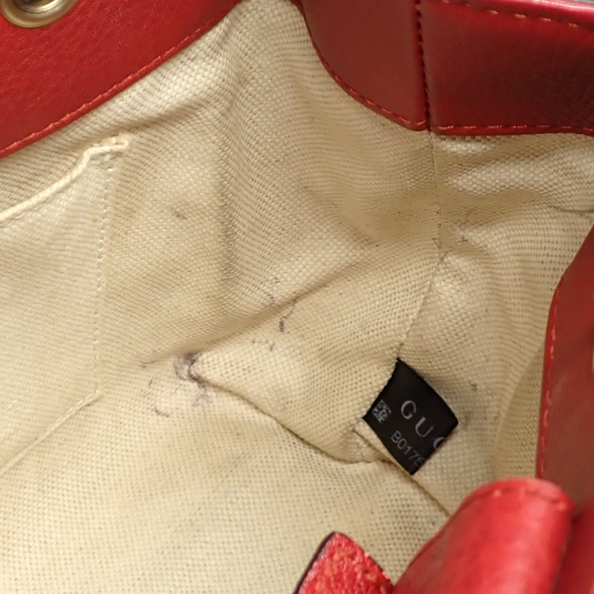 画像4: 【GUCCI】 グッチ 　バンブー　ミニショルダー　レッド　赤　レザー　ゴールド金具　ハンドバッグ　中古　368823　2WAY　イタリー　ITALY　レディース　ゴールドカラー金具　バッグ　斜め掛け　ポシェット　質屋