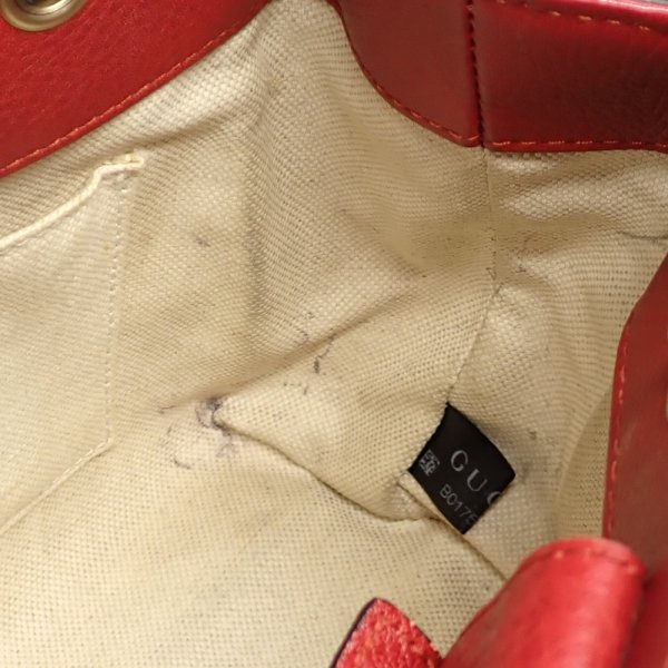 画像4: 【GUCCI】 グッチ 　バンブー　ミニショルダー　レッド　赤　レザー　ゴールド金具　ハンドバッグ　中古　368823　2WAY　イタリー　ITALY　レディース　ゴールドカラー金具　バッグ　斜め掛け　ポシェット　質屋