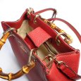 画像3: 【GUCCI】 グッチ 　バンブー　ミニショルダー　レッド　赤　レザー　ゴールド金具　ハンドバッグ　中古　368823　2WAY　イタリー　ITALY　レディース　ゴールドカラー金具　バッグ　斜め掛け　ポシェット　質屋 (3)