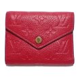 画像1: 【LOUIS VUITTON】ルイ・ヴィトン ポルトフォイユ・ヴィクトリーヌ モノグラム・アンプラント M63701 三つ折り レッド 財布 中古 レザー コンパクト レディース ウォレット 赤 質屋 (1)