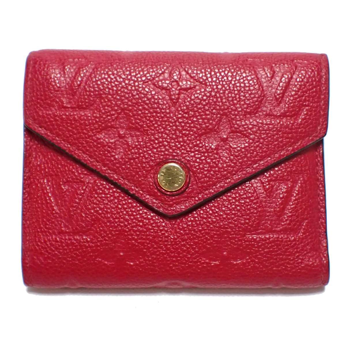 画像1: 【LOUIS VUITTON】ルイ・ヴィトン　ポルトフォイユ・ヴィクトリーヌ　モノグラム・アンプラント　M63701　三つ折り　レッド　財布　中古　レザー　コンパクト　レディース　ウォレット　赤　質屋