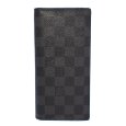 画像1: 【LOUIS VUITTON】ルイ・ヴィトン ポルトフォイユ・ブラザ ダミエ・グラフィット 二つ折り 長財布 N62665 中古 ブラック 美品 イニシャル メンズ ウォレット 黒 グレー 財布 質屋 (1)