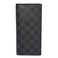 【LOUIS VUITTON】ルイ・ヴィトン　ポルトフォイユ・ブラザ　ダミエ・グラフィット　二つ折り　長財布　N62665　中古　ブラック　美品　イニシャル　メンズ　ウォレット　黒　グレー　財布　質屋