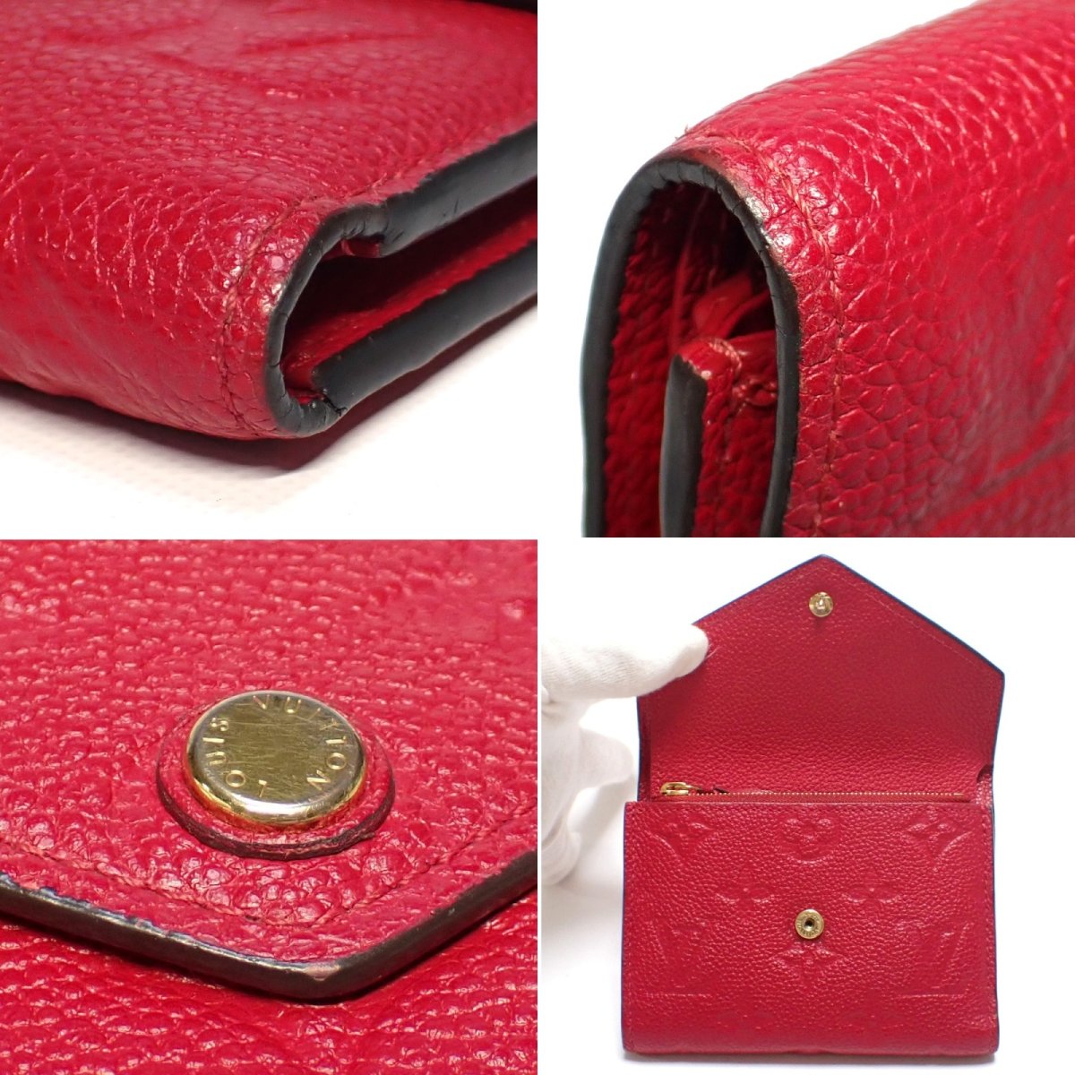 画像4: 【LOUIS VUITTON】ルイ・ヴィトン　ポルトフォイユ・ヴィクトリーヌ　モノグラム・アンプラント　M63701　三つ折り　レッド　財布　中古　レザー　コンパクト　レディース　ウォレット　赤　質屋