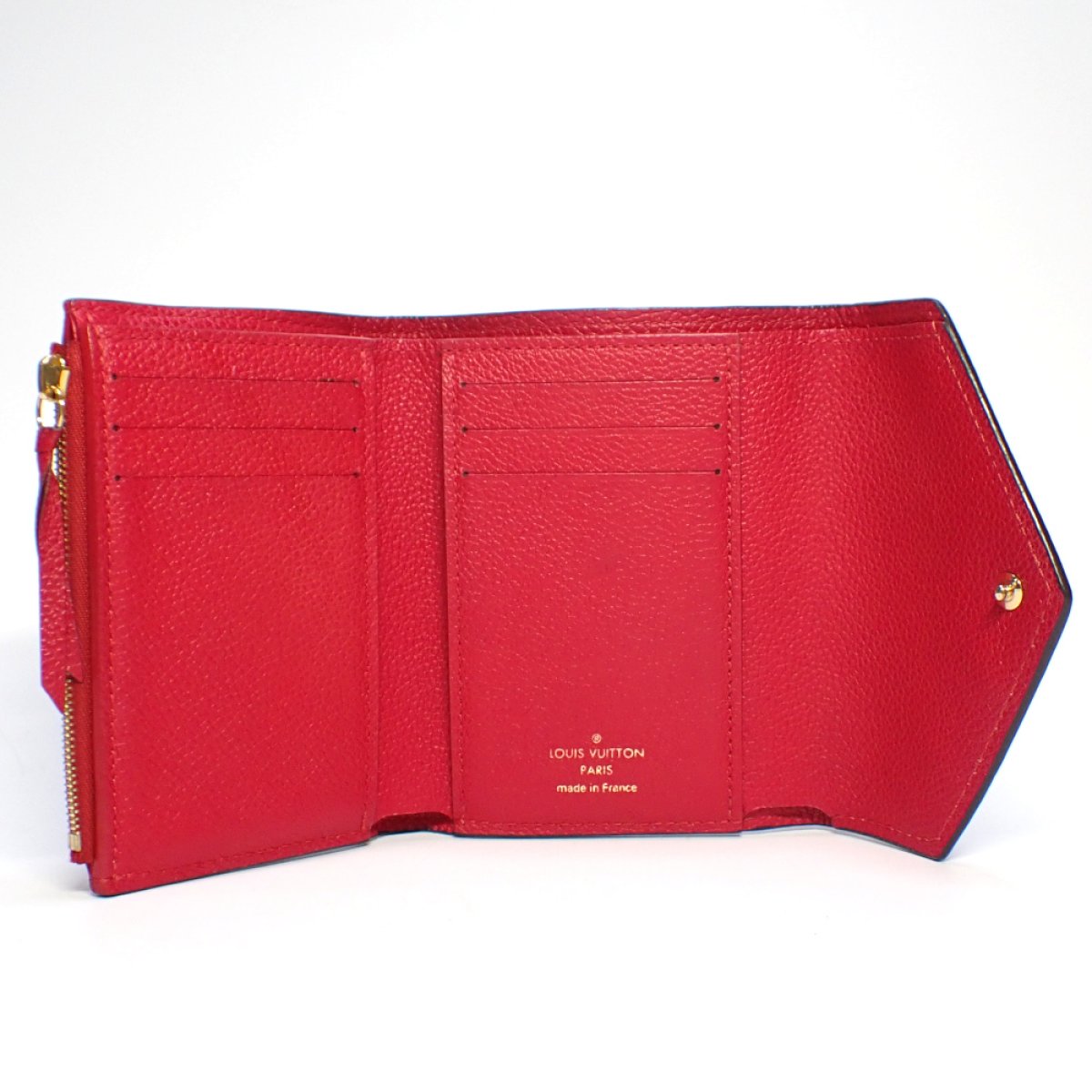 画像2: 【LOUIS VUITTON】ルイ・ヴィトン　ポルトフォイユ・ヴィクトリーヌ　モノグラム・アンプラント　M63701　三つ折り　レッド　財布　中古　レザー　コンパクト　レディース　ウォレット　赤　質屋