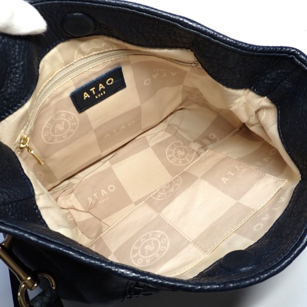 画像3: 【ATAO】アタオ　キャンディ・ルーク　メッシュ　レザー　パイソン　2WAY　ショルダーバッグ　ネイビー　中古　バッグ　レディース　ATAO生誕5周年記念　ショルダー　斜め掛け　日本製　軽量　質屋