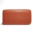 画像1: 【HERMES】エルメス　アザップロング　シルクイン　□O刻印　2011年製造　ラウンドファスナー　長財布　茶　オレンジ　レザー　ウォレット　中古　ファスナー持ち手のレザー欠損　ブラウン　財布　メンズ　レディース　質屋 (1)