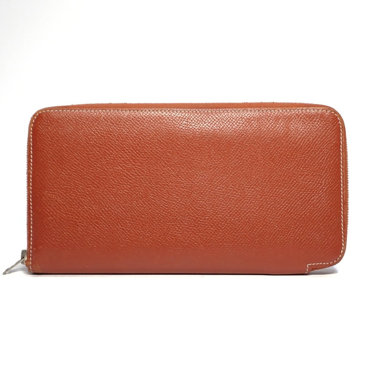 画像1: 【HERMES】エルメス　アザップロング　シルクイン　□O刻印　2011年製造　ラウンドファスナー　長財布　茶　オレンジ　レザー　ウォレット　中古　ファスナー持ち手のレザー欠損　ブラウン　財布　メンズ　レディース　質屋
