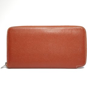 【HERMES】エルメス　アザップロング　シルクイン　□O刻印　2011年製造　ラウンドファスナー　長財布　茶　オレンジ　レザー　ウォレット　中古　ファスナー持ち手のレザー欠損　ブラウン　財布　メンズ　レディース　質屋