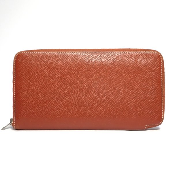 画像1: 【HERMES】エルメス　アザップロング　シルクイン　□O刻印　2011年製造　ラウンドファスナー　長財布　茶　オレンジ　レザー　ウォレット　中古　ファスナー持ち手のレザー欠損　ブラウン　財布　メンズ　レディース　質屋