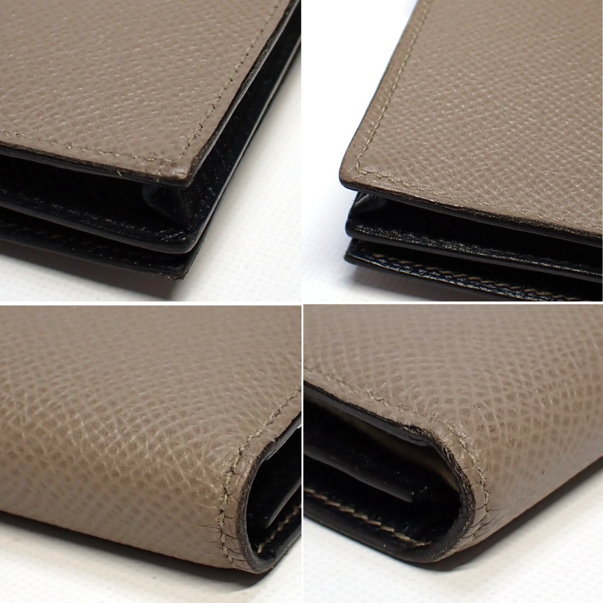 画像4: 【HERMES】エルメス　ベアンスフレ ヴェルソ　A刻印　2017年製造　ヴォーエプソン　二つ折り長財布　グリアスファルト×ブルーインディゴ　シルバー金具　中古　レザー　グレー　ネイビー　ウォレット　美品　レディース　質屋