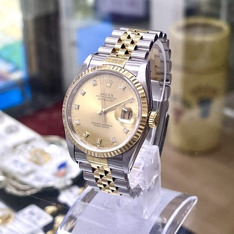 ROLEX ロレックス デイトジャスト メンズ 16233G 10Pダイヤ S番 買取 ...